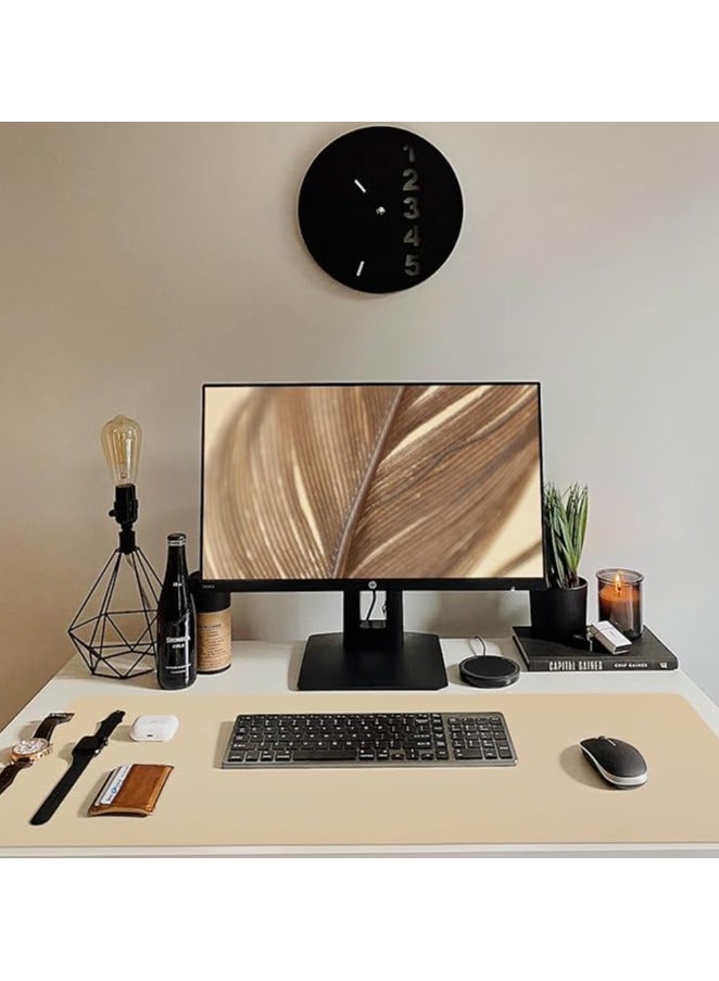 Green Tiger Leather Desk Pad, Mouse Pad, Non-Slip Desk Protector Mat, Leather Desk Blotter, Computer Desk Pad, Waterproof Desk Mat for Office Home Decor - Beige (31.5×15.7 Inches) - Image 5