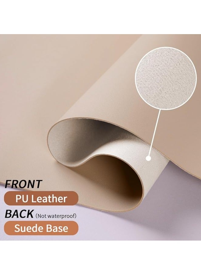 Green Tiger Leather Desk Pad, Mouse Pad, Non-Slip Desk Protector Mat, Leather Desk Blotter, Computer Desk Pad, Waterproof Desk Mat for Office Home Decor - Beige (31.5×15.7 Inches) - Image 3