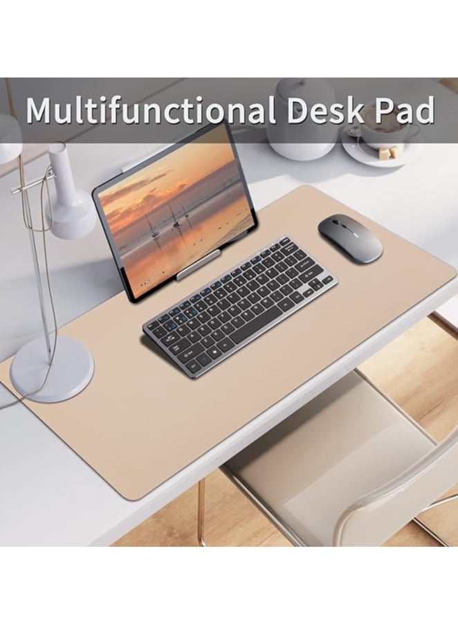 Green Tiger Leather Desk Pad, Mouse Pad, Non-Slip Desk Protector Mat, Leather Desk Blotter, Computer Desk Pad, Waterproof Desk Mat for Office Home Decor - Beige (31.5×15.7 Inches) - Image 4