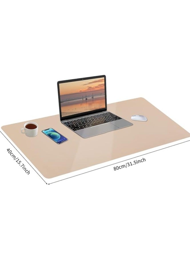 Green Tiger Leather Desk Pad, Mouse Pad, Non-Slip Desk Protector Mat, Leather Desk Blotter, Computer Desk Pad, Waterproof Desk Mat for Office Home Decor - Beige (31.5×15.7 Inches) - Image 2