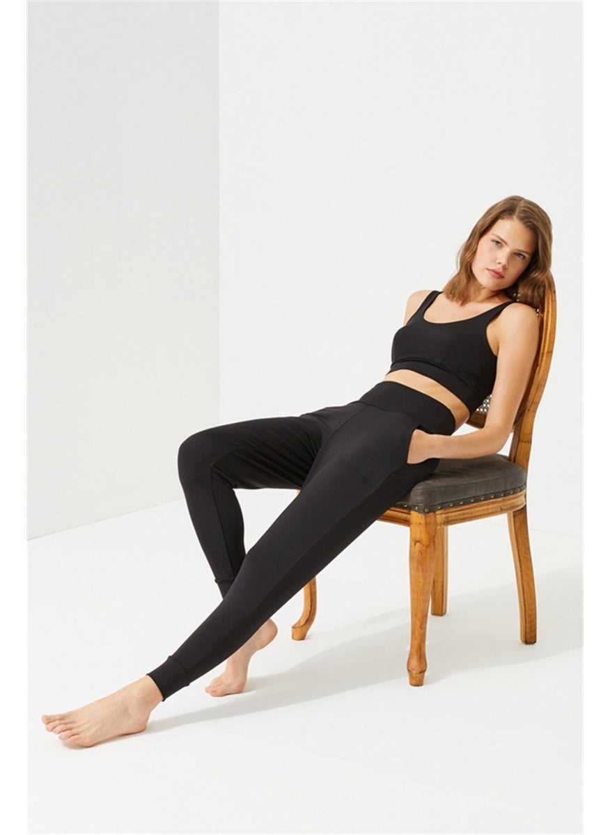 COTTONHILL - Black High Waist Double Pocket Women's Jogger Sweatpants - Image 1