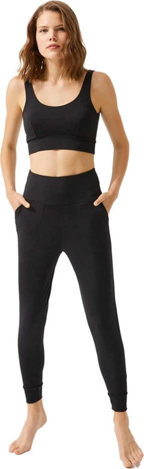 COTTONHILL Black High Waist Double Pocket Women's Jogger Sweatpants