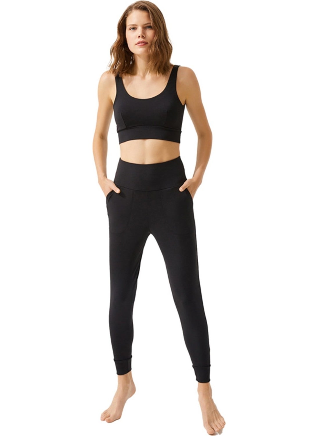 COTTONHILL - Black High Waist Double Pocket Women's Jogger Sweatpants - Image 1