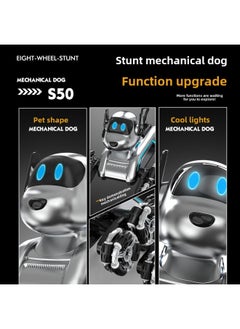 Generic Mechanical Dog Eight-wheel Stunt Remote Control Toy Children Gesture Induction Climbing Deformation Electric Intelligent Robot Dog-Color:Eight-wheel Stunt Mechanical Dog (single Remote Control)-Specifications:Dual Battery Version (two Body Batteries)  - Image 5