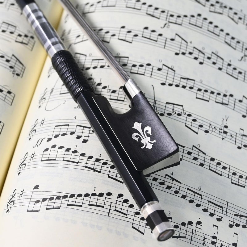 VINGOBOW New Model 4/4 Full Size Violin Bow Advanced Carbon fiber Bow with Black Hair and White Hair Mixed Unique Design - Image 4