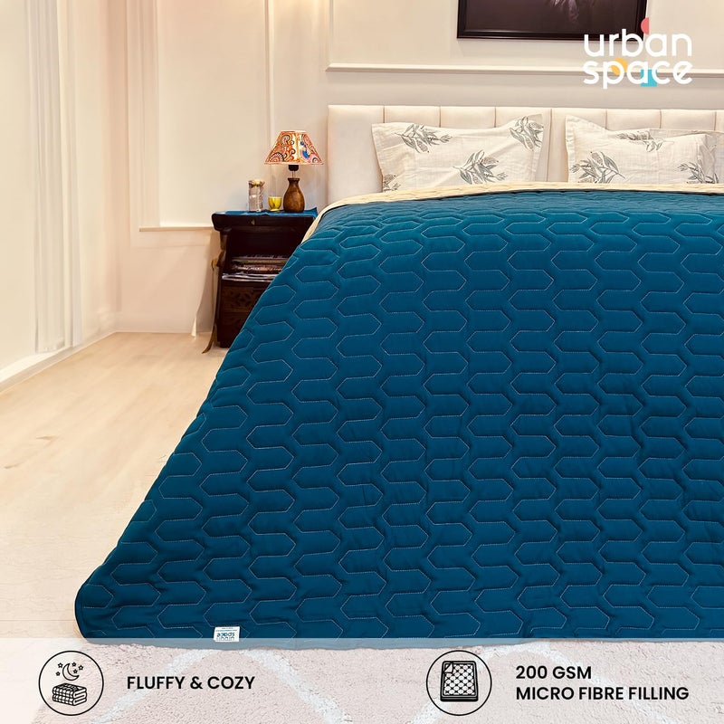 Urban Space Urban Space Ultra Soft Quilted Winter Solid Comforters for Single Bed 200 GSM Fluffy Microfibre Reversible Solid AC BlanketDuvet for Luxury Teal Beige 58 X 88 Inches or 145 cm X 225 cm - Image 2