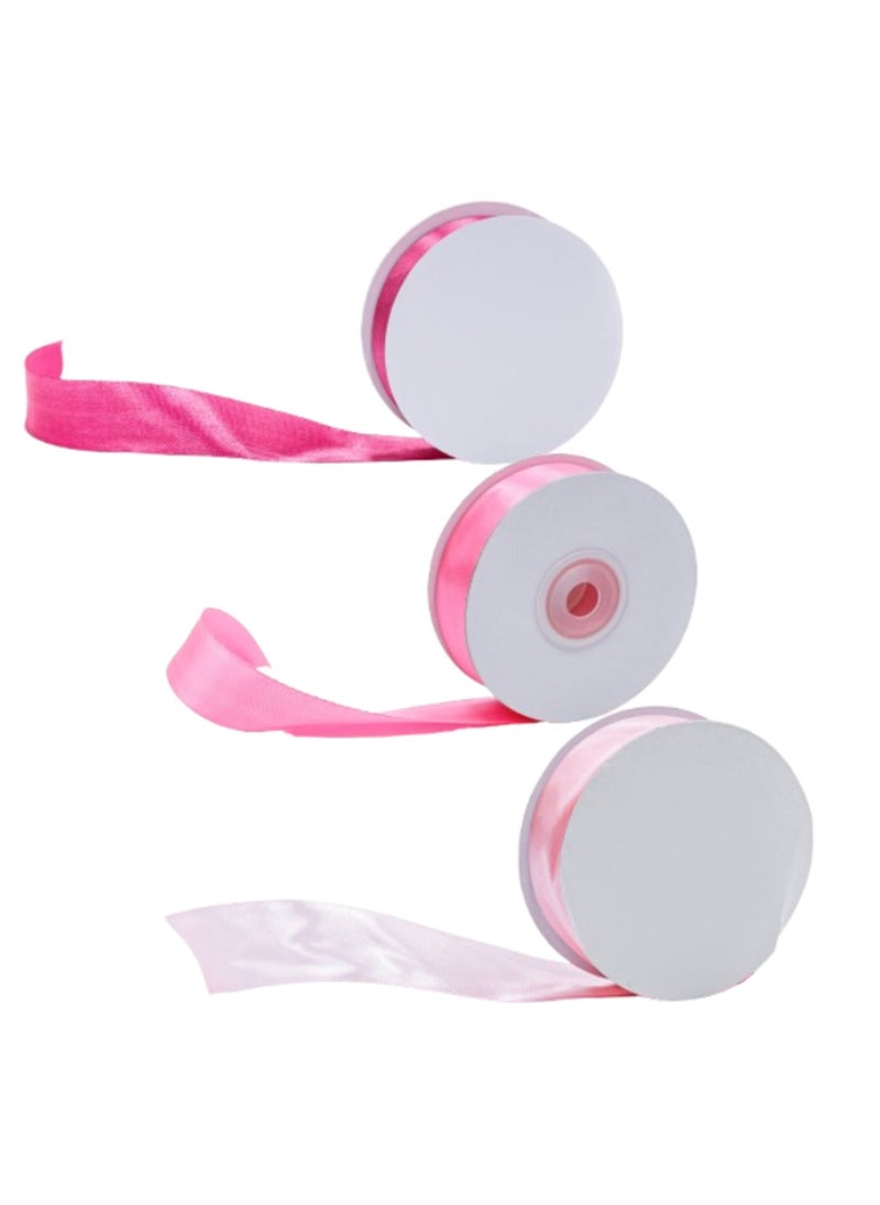 Gulf Flowers - Gulf Flowers Satin Ribbon Set – 3 Rolls x 25 Yards (Fuchsia, Pink, Dusty Pink) – 2.5cm Wide Ribbons for Gift Wrapping, Crafts, Floristry, Wedding & DIY Decoration - Image 1