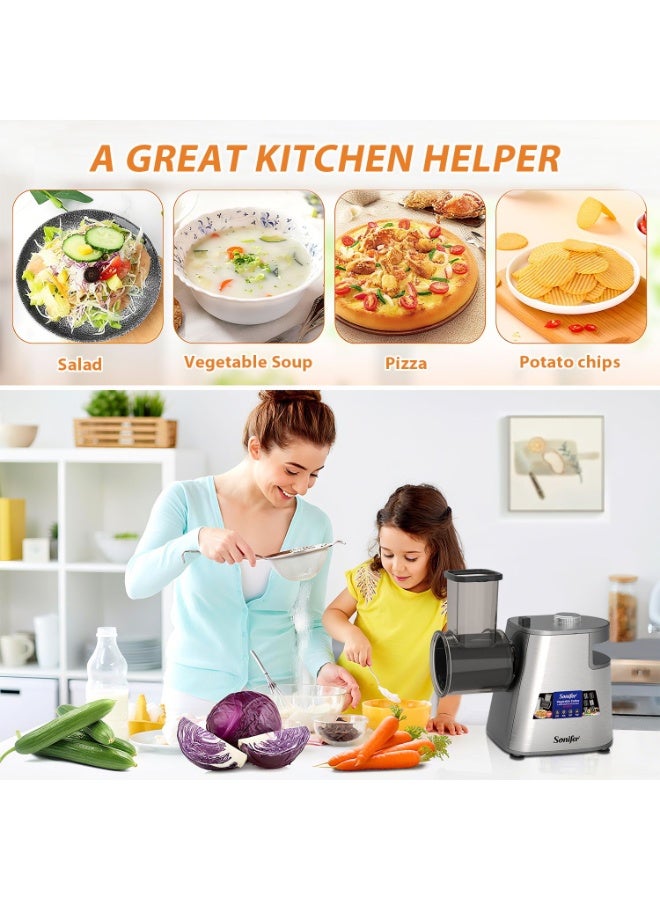 Sonifer 6-in-1  Electric Vegetable Slicer & Dicer Multifunction Food Processor 500W 6 Detachable Stainless Steel Blades for SlicingShredding & Dicing  Automatic Salad Maker & Chopper - Image 3