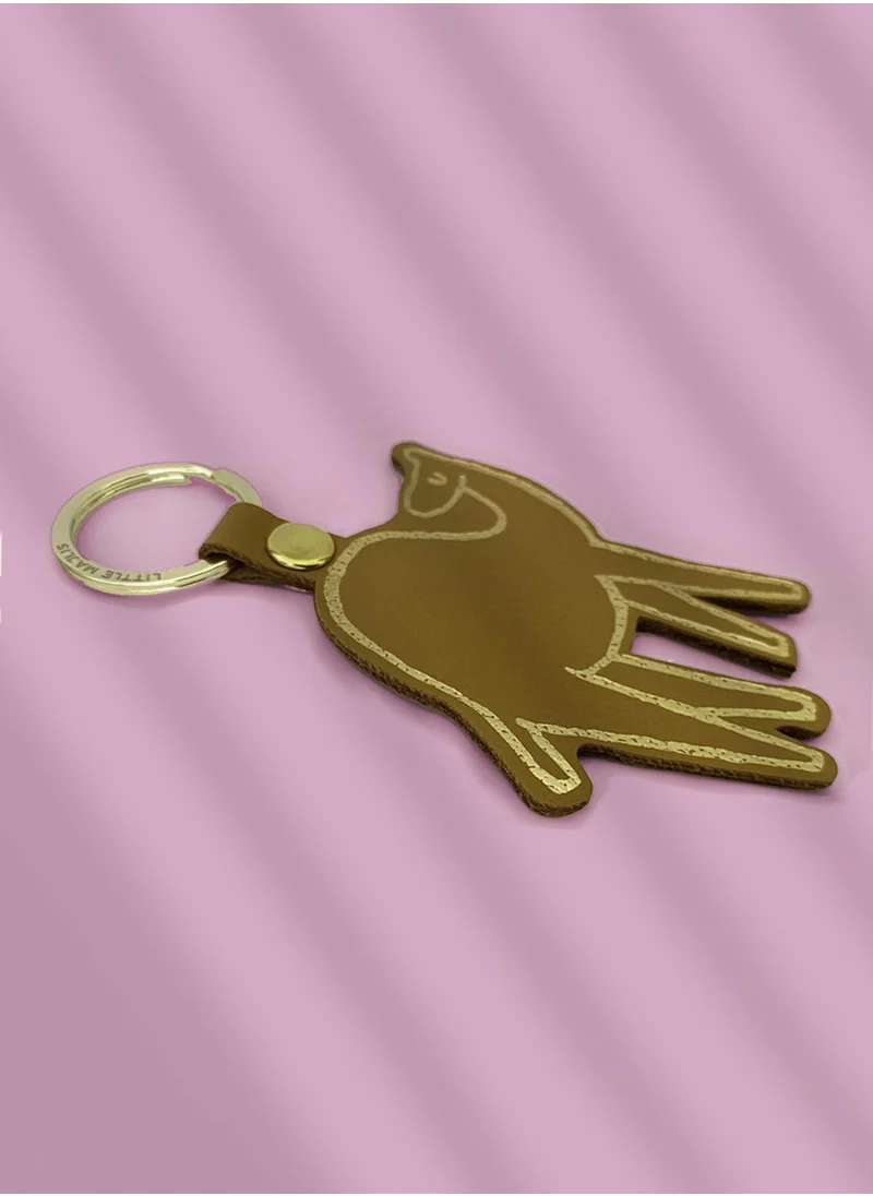 Little Majlis Camel leather key fob, camel