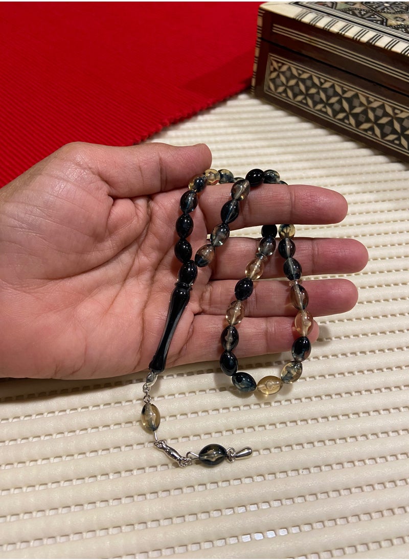 just naturals - Small Faturan Bakelite Prayer Beads For Men 33 Beads Size 8mm x 10.5mm - Image 1