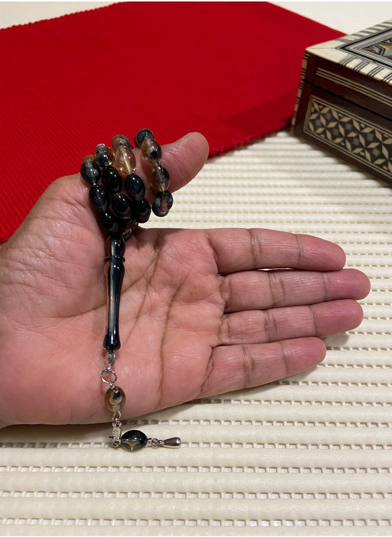just naturals - Small Faturan Bakelite Prayer Beads For Men 33 Beads Size 8mm x 10.5mm - Image 1