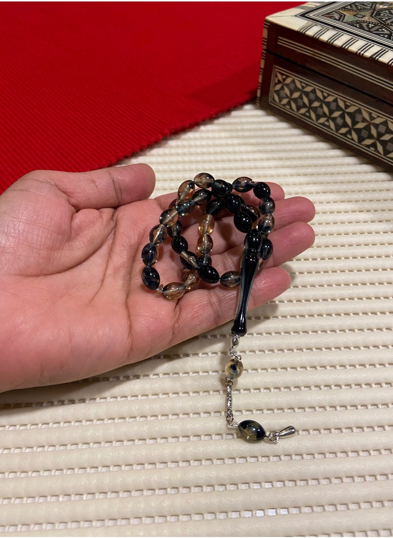 just naturals - Small Faturan Bakelite Prayer Beads For Men 33 Beads Size 8mm x 10.5mm - Image 1