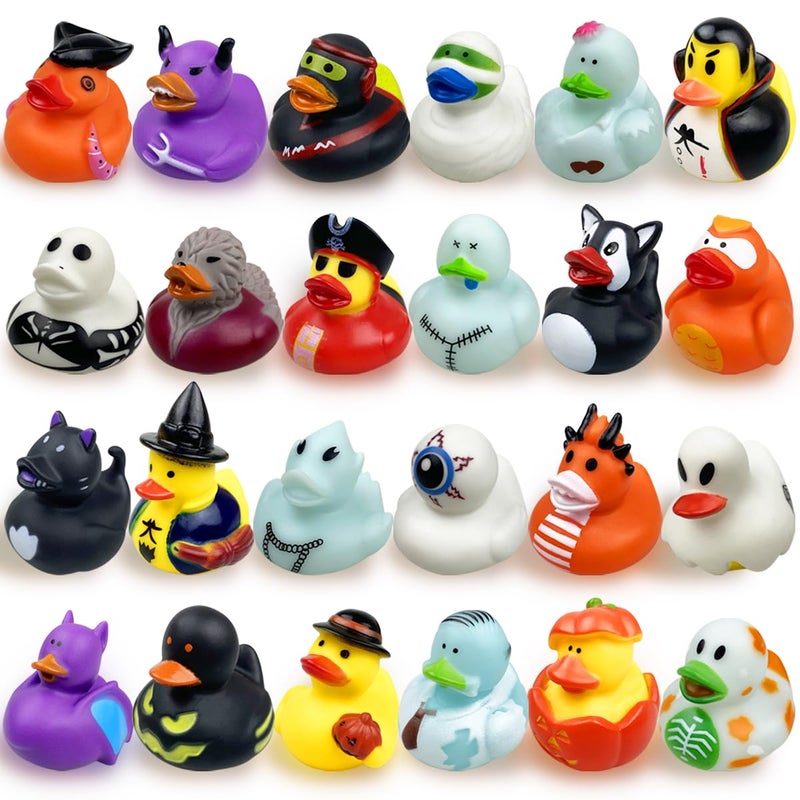 QINGQIU 24 Pack Halloween Rubber Ducks Bath Toys for Kids Toddlers Boys Girls Halloween Toys Halloween Party Favors Gifts Halloween Treat Bags - Image 2