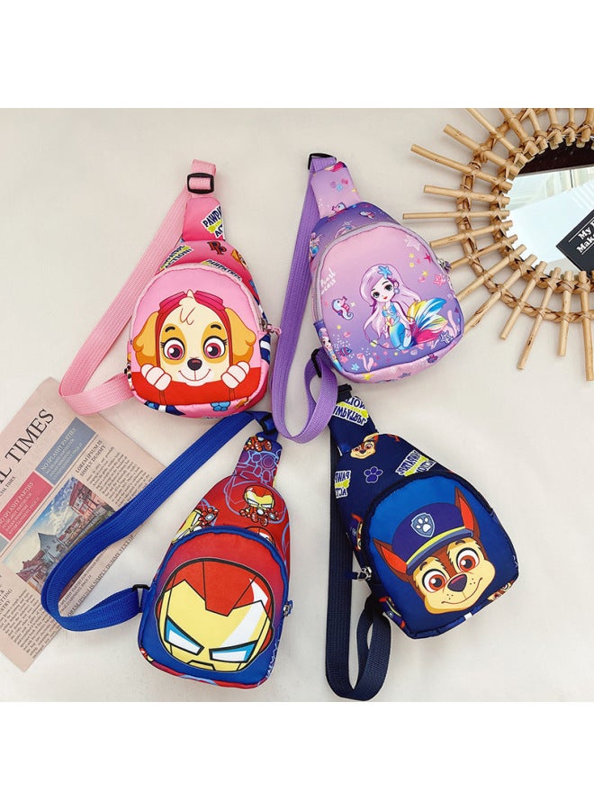 Children's Chest Bag Cartoon Waffle Team Small Crossbody Bag Logo Printed Baby Diagonal-Color:Purple - Image 2