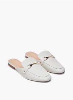 Flora Bella By Shoexpress Monogram Print Slip-On Mules with Metal Accent  - Image 1