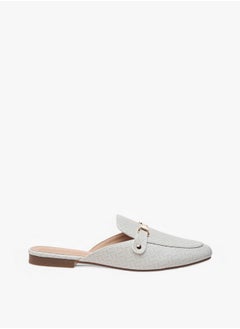 Flora Bella By Shoexpress Monogram Print Slip-On Mules with Metal Accent  - Image 3