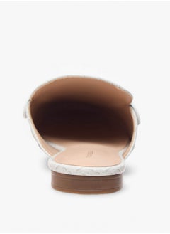 Flora Bella By Shoexpress Monogram Print Slip-On Mules with Metal Accent  - Image 5