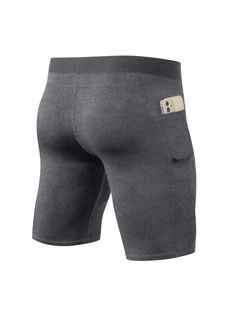 Loquat Men Quick Dry Breathable Elastic Shorts Grey  - Image 2