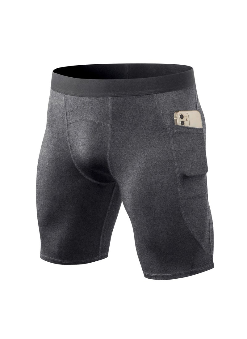 Loquat Men Quick Dry Breathable Elastic Shorts Grey  - Image 1