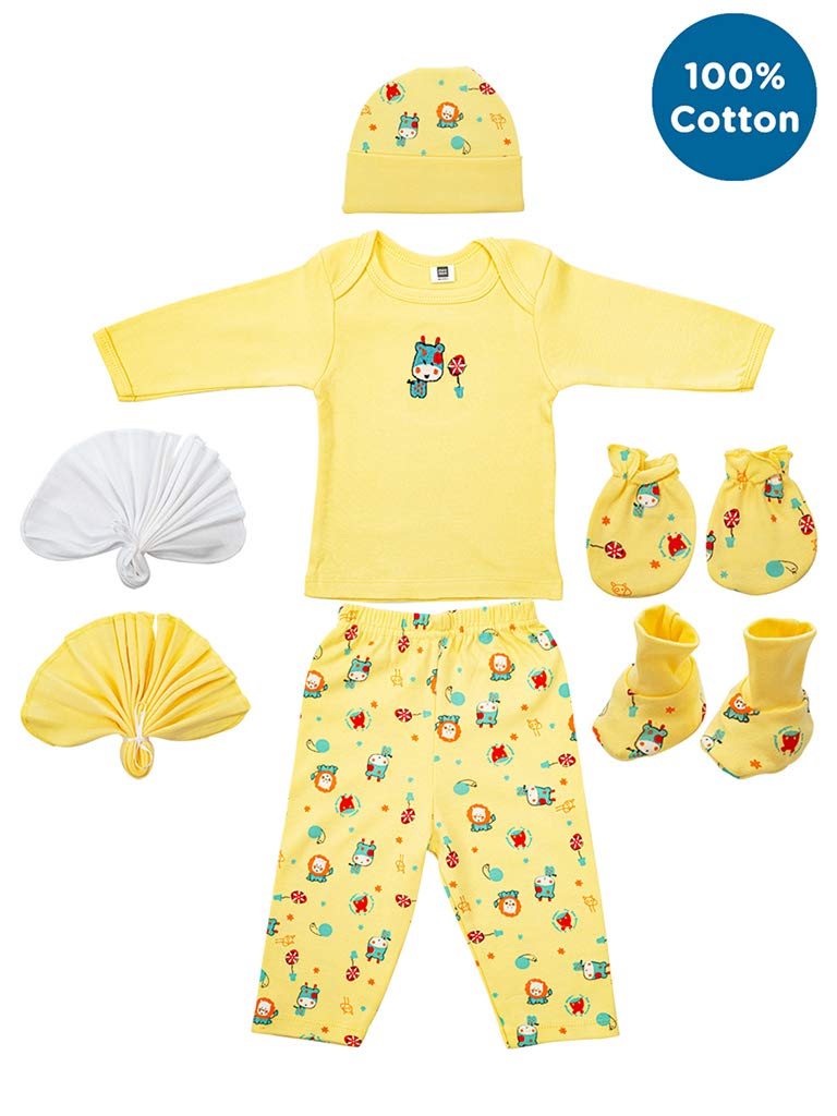 Mee Mee New Born Baby Gift Set | Soft Cotton Clothing Essentials for Infants/Baby Girls, Boys | Baby Shower Clothing Hamper (7 Pieces, Yellow) | Ideal Gift for New Born Baby - Image 2