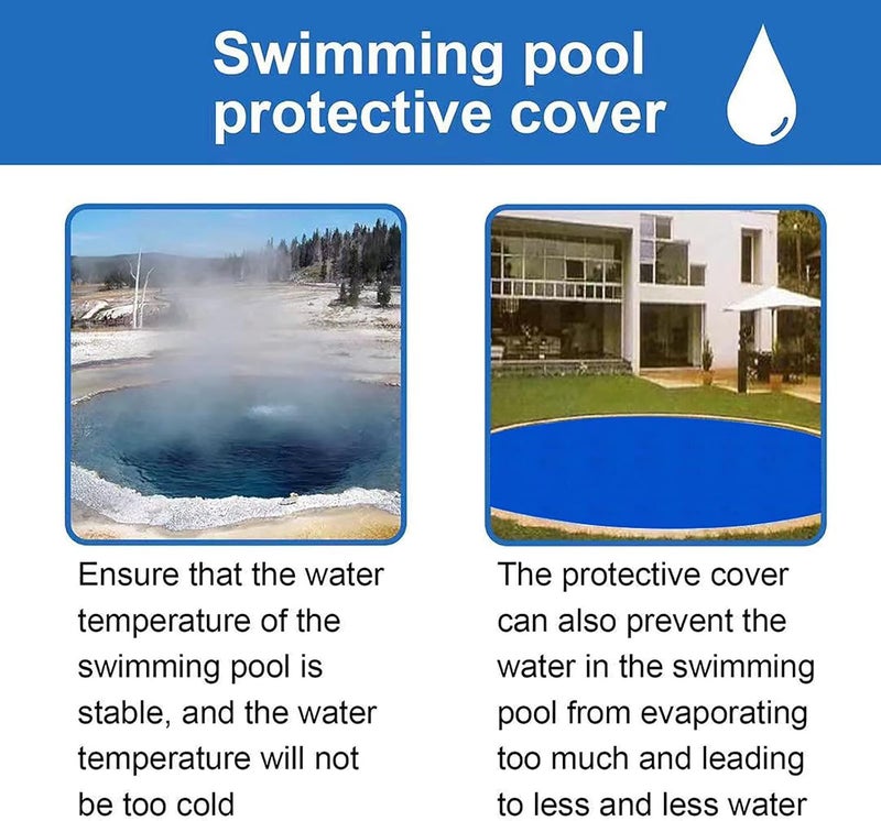 woobles 4-15ft Solar Pool Cover, Round Pool Cover for Above Ground Pool In-Ground Pool Frame Swimming Pools Inflatable Pool,Reduce Water Evaporation Keep Warm Rainproof Dust Protector Easy Set (14.8ft, Blue) - Image 5