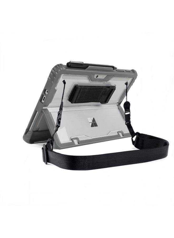 Generic - For Microsoft Surface Pro11 Protective Case Pro10/9/8 Anti-fall Bracket All-inclusive Three-proof Protective Case-Colour:Gray + Shoulder Strap-Applicable Model:Microsoft Surface Pro8 - Image 1