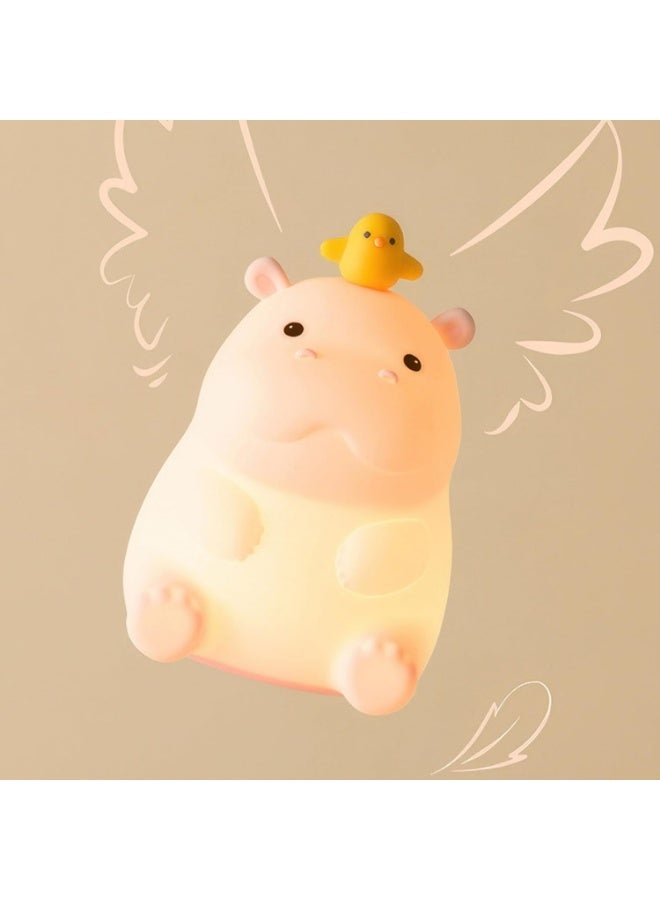Hippo Night Light, Cute Silicone Squishy LED Lamp, Dimmable Nursery Nightlight, Rechargeable Bedside Table Lamp with Touch Sensor, Gifts for Bedrooms,Living Room,Breastfeeding - Image 5