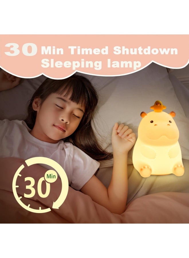 Hippo Night Light, Cute Silicone Squishy LED Lamp, Dimmable Nursery Nightlight, Rechargeable Bedside Table Lamp with Touch Sensor, Gifts for Bedrooms,Living Room,Breastfeeding - Image 2