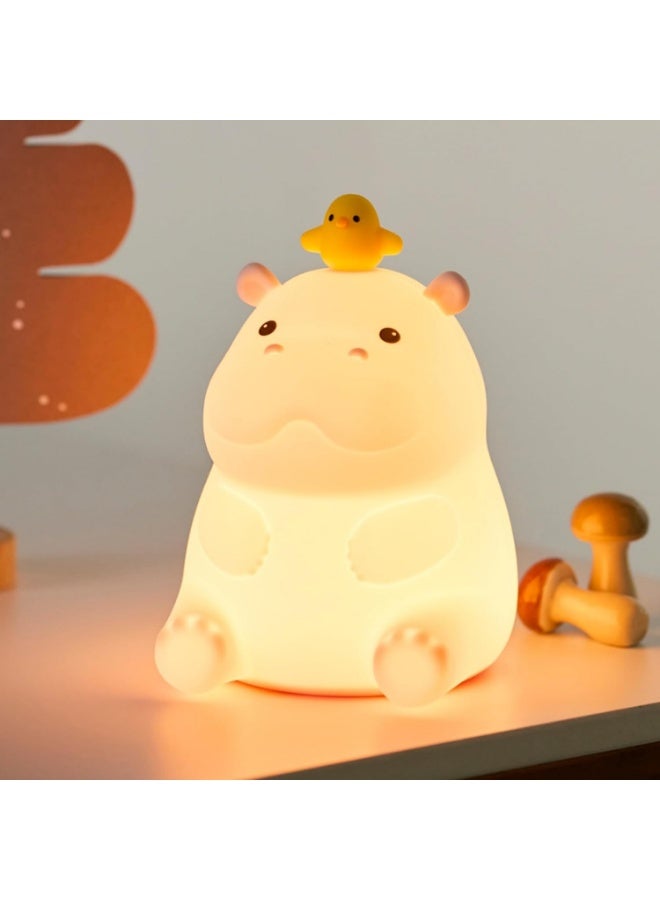 Hippo Night Light, Cute Silicone Squishy LED Lamp, Dimmable Nursery Nightlight, Rechargeable Bedside Table Lamp with Touch Sensor, Gifts for Bedrooms,Living Room,Breastfeeding - Image 1