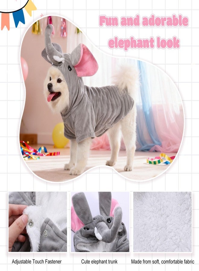 موغوكو أزياء تنكرية للكلاب والقطط والفيلة من موغوكو، فستان تنكري للهالوين للحيوانات الأليفة، زي تنكري رائع على شكل فيل، ملابس لطيفة ودافئة للكلاب (مقاس كبير) - Image 3