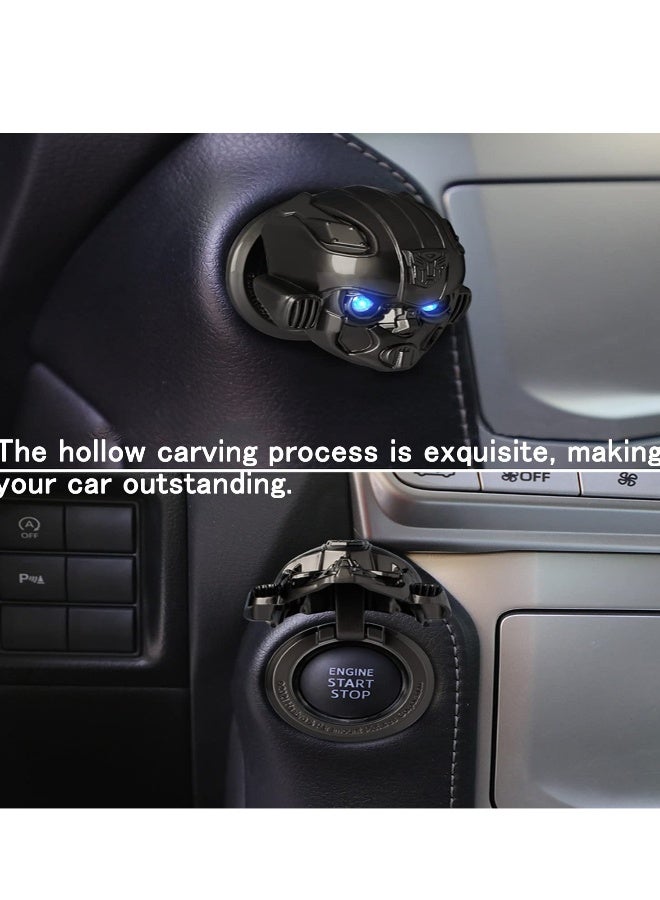 Car Engine Ignition Start Stop Button Cover Push Start Button Ring Car Interior Protective Switch Button Cover Universal Anti Scratch Decorative Stickers(Titanium Black) - Image 4