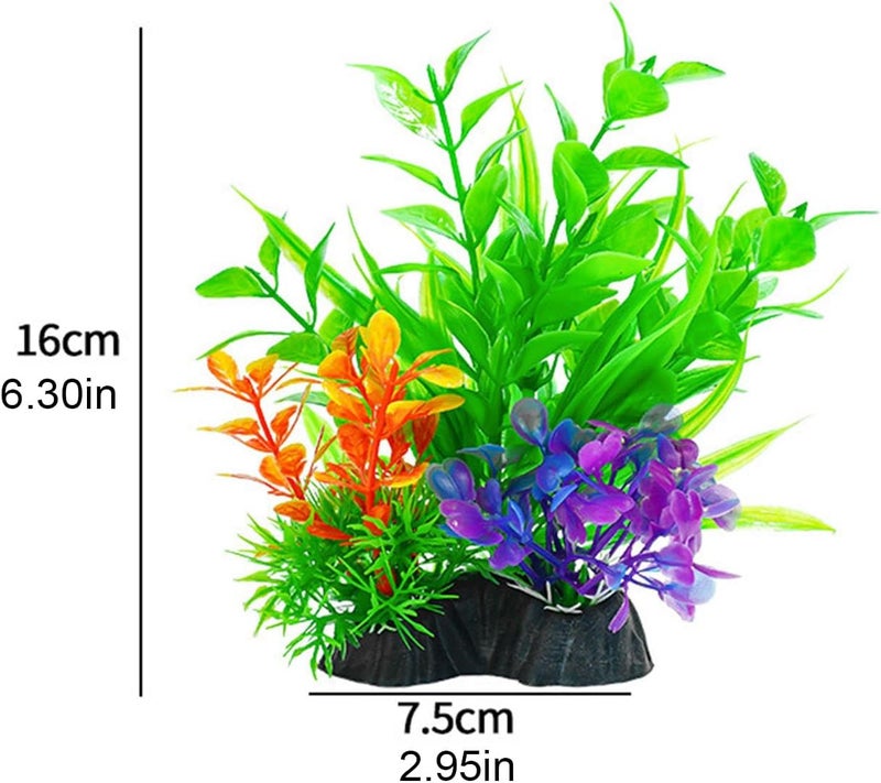 مجموعة نباتات خضراء اصطناعية واقعية من 4 قطع مع قاعدة لأحواض الأسماك وأحواض المنزل والديكورات المائية وزينة النباتات تحت الماء - Image 5