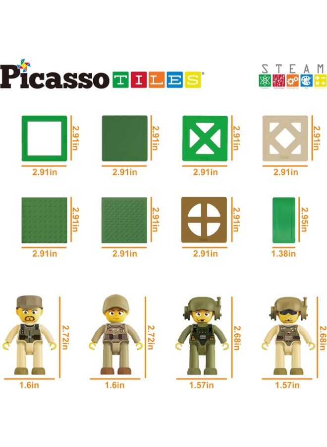 PicassoTiles Picasso Magnetic Tiles Combat Force 4 Military Figures 186-pieces - Image 4