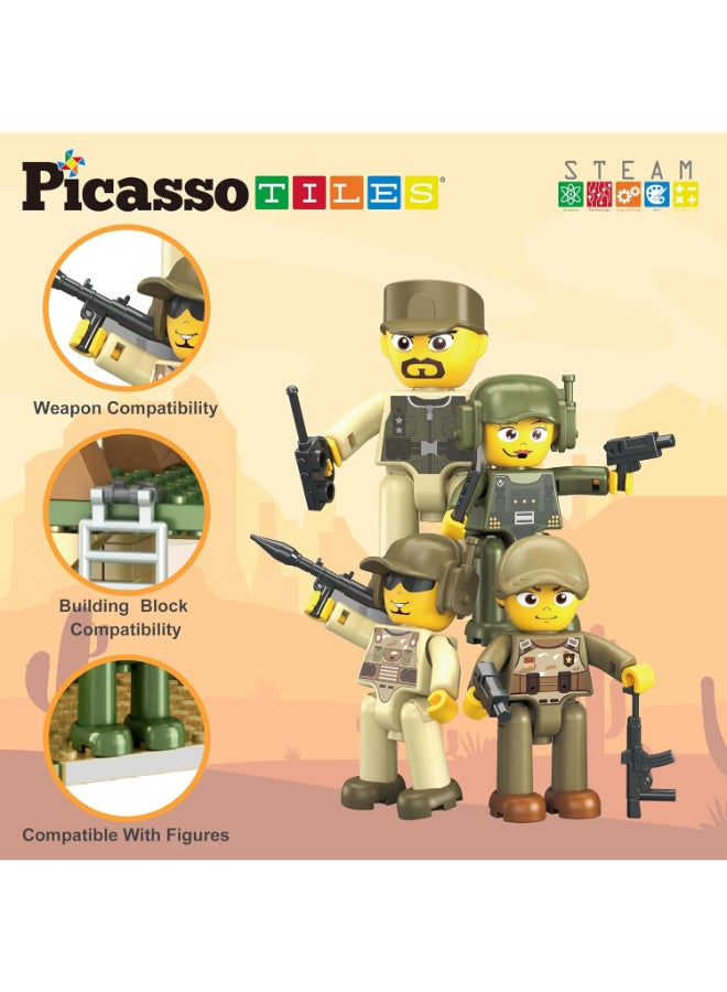 PicassoTiles Picasso Magnetic Tiles Combat Force 4 Military Figures 186-pieces - Image 5