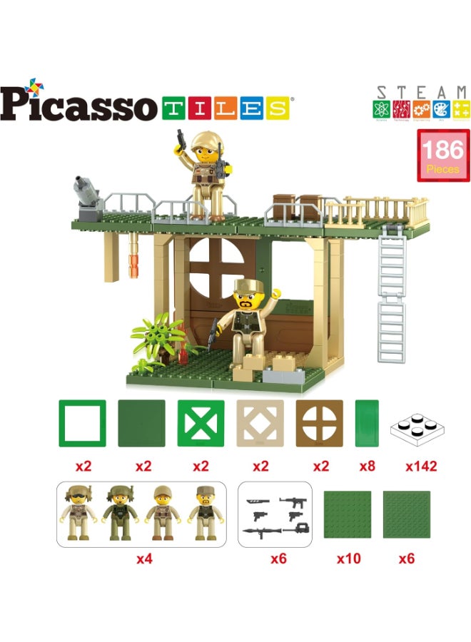 PicassoTiles Picasso Magnetic Tiles Combat Force 4 Military Figures 186-pieces - Image 2