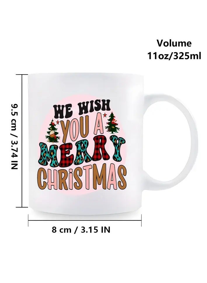 RYN 1pc Double-Sided "We Wish You a Merry Christmas" Printed Ceramic Coffee Mug, 11oz, Novelty Drinkware, Suitable for All Seasons, with Ideal for Christmas & New Year'S Gift - Image 2