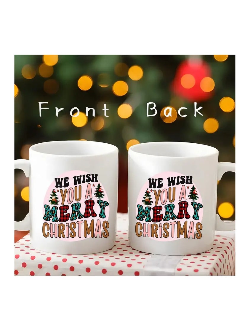 RYN 1pc Double-Sided "We Wish You a Merry Christmas" Printed Ceramic Coffee Mug, 11oz, Novelty Drinkware, Suitable for All Seasons, with Ideal for Christmas & New Year'S Gift - Image 3