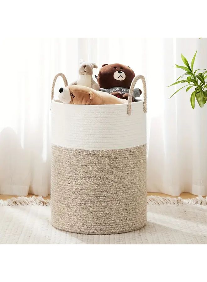 Large Bohemian Style Laundry Basket Black Brown Polyester Storage Organizer - Image 3