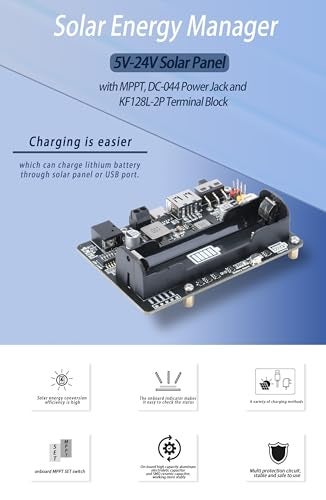 XICOOLEE Solar Energy/Power Manager Module, Solar Power for 5V-24V Solar Panel, Supports Solar Panel or USB Port Ba-ttery Charging - Image 5