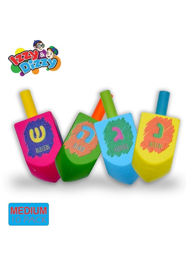 Izzy 'n' Dizzy Hanukkah Multicolored Painted Wooden Dreidel (Pack of 10) - Medium - Image 4