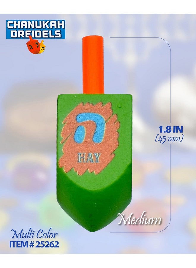 Izzy 'n' Dizzy Hanukkah Multicolored Painted Wooden Dreidel (Pack of 10) - Medium - Image 2