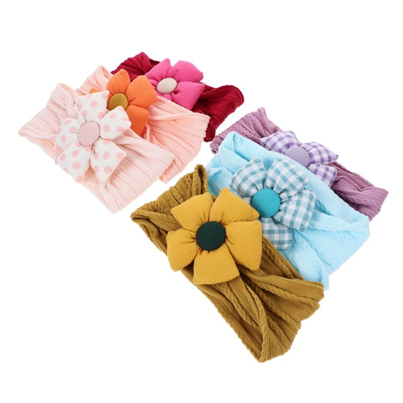 Baby Elastic Cotton Flower Headbands For Newborns Toddlers Birthday Daily - Image 2