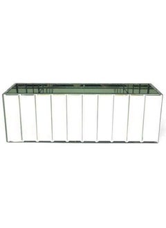 Serene Spaces Living Low Gatsby Mirror Strip Vase Great Gatsby Inspired Luxe Glass Vase With Bevel Edged Mirror Strips Use For Home Décor Event Centerpieces And Much More 12” L X 4” W X 4” H  - Image 3