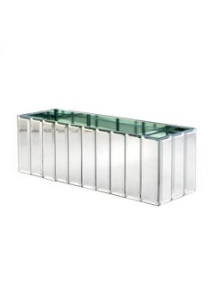 Serene Spaces Living Low Gatsby Mirror Strip Vase Great Gatsby Inspired Luxe Glass Vase With Bevel Edged Mirror Strips Use For Home Décor Event Centerpieces And Much More 12” L X 4” W X 4” H  - Image 2