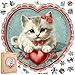 Qiuenisray Mothers Day Wooden Puzzle Sweet Heart Cat Love Jigsaw Puzzle 200 Piece Beautiful Puzzle Decor FSC Certified Unique Animal Shape Puzzle Pieces Gift for Woman and Girl 111x112 in - Image 2