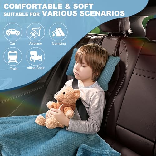 Nenolix Travel Blanket Airplane Compact with Bag, Travel Essentials 3 in 1 Packable Airplane Blanket, Travel Pillow and Blanket Set, Inflatable Pillow, Luggage Sleeve & Backpack Clip (Slate Blue) - Image 3