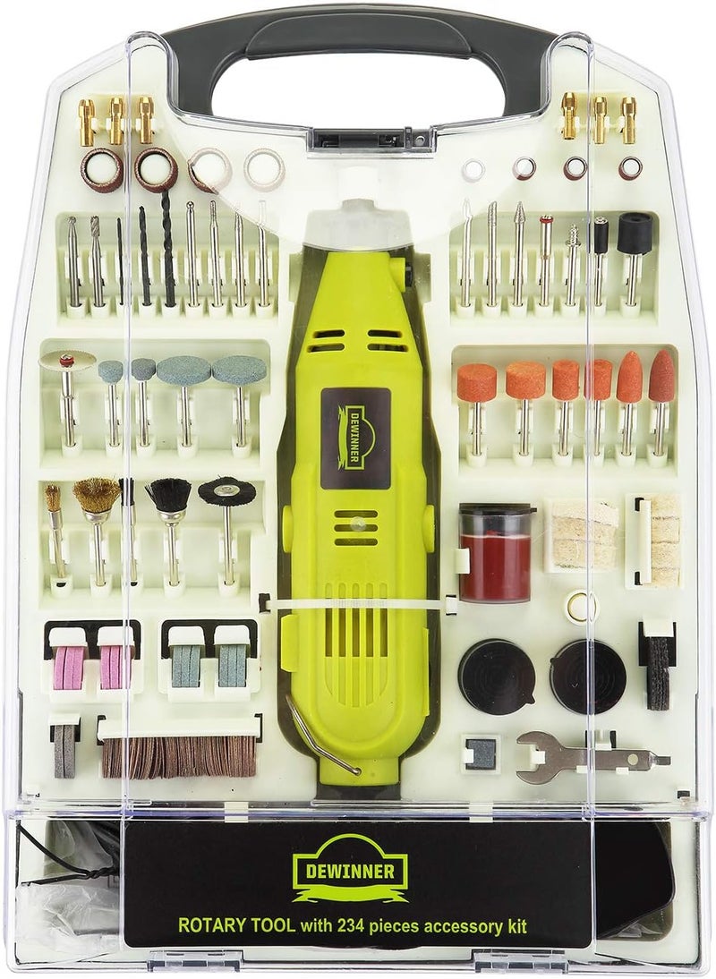 DEWINNER Rotary Tool Kit 135W with 234pc Accessory Set & Storage Case, Variable Speed 8000-33000rpm, Ideal for DIY, Woodwork & Hobby Craft, Dremel Compatible DWTK1201 - Image 1
