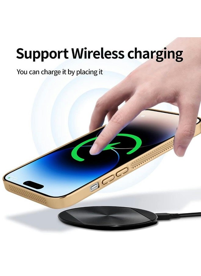 Electroplating Heat Dissipation Phone Case for iPhone 15 Pro Max, New Heat Dissipation Plating Fine Hole Protector for iPhone Case, Crystal Lens Film Coating Phone Case