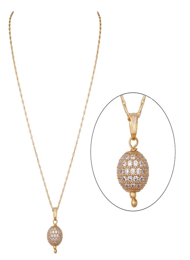 JFL - Jewellery for Less Gold Plated American Diamond Studded Single Ball Pendant with Chain for Women and Girls.,Valentine - Image 5