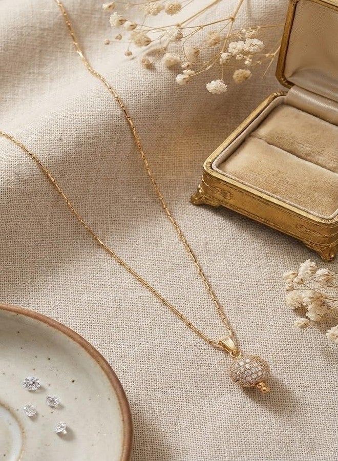 JFL - Jewellery for Less Gold Plated American Diamond Studded Single Ball Pendant with Chain for Women and Girls.,Valentine - Image 2